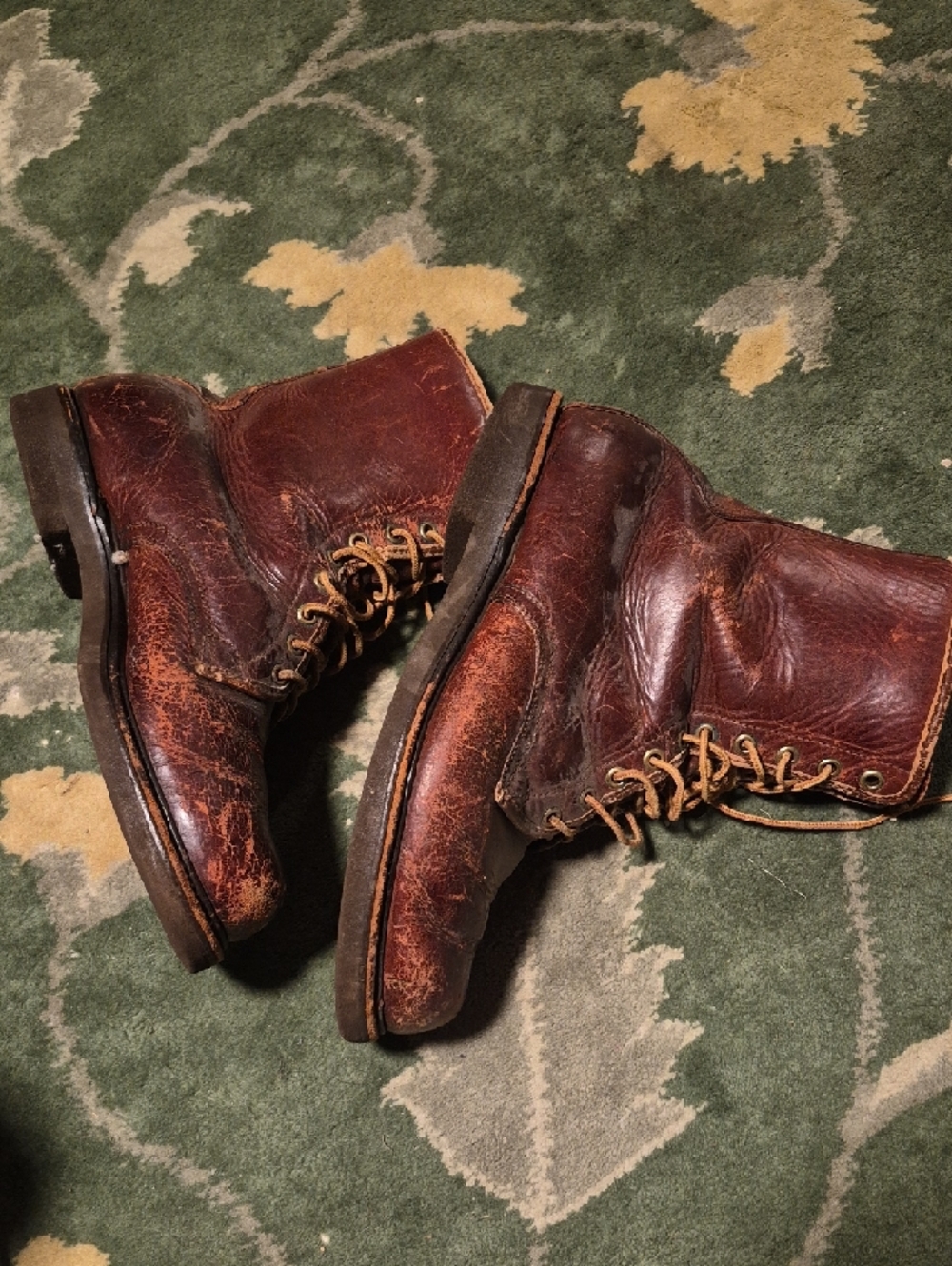 Men's Rustic Brown Leather Lace-Up Work Boots - Picture 9 of 12